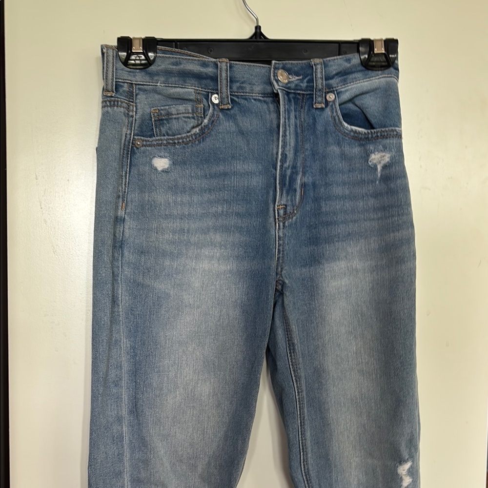 Blue Relaxed Fit Jeans with Distressed Details